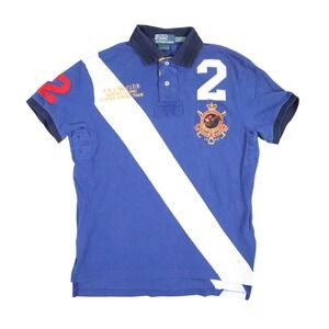 Polo Ralph Lauren Mercer Classic Polo Mens M Blue Sash Hunter Jumper Horse 00s